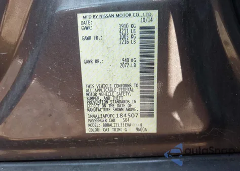 2015 Nissan Altima 2.5 Sv z USA, uszkodzony, nr VIN 1N4AL3AP0FC184507